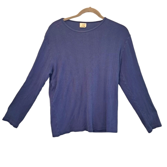 Express Blue Rib Knit Long Sleeve Top Size Large - Picture 1 of 4